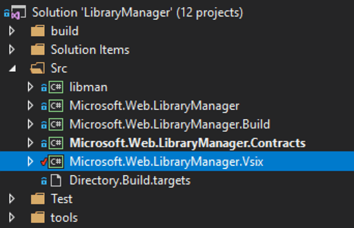 針對 Visual Studio 15.7 以下之版本建置 Microsoft Library Manager.vsix